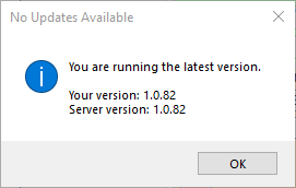 Dialogue box describing the latest version.